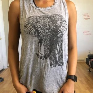 Elephant open back muscle tee, good condition